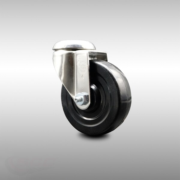 4 Inch 316SS Hard Rubber Wheel Swivel Bolt Hole Caster